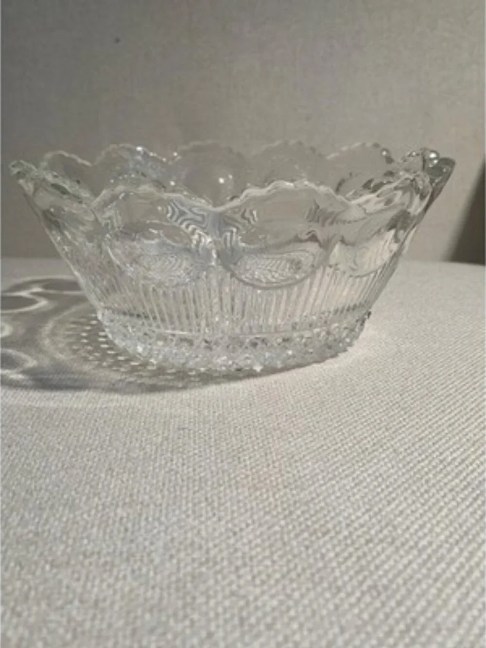 Vintage Bartlett Collins St Genevieve Glass Bowl Manhattan Thumbprint 8.5